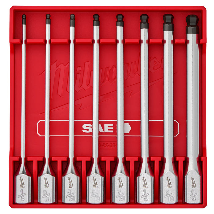 Milwaukee 48-22-9549 3/8" Drive Long Ball End Hex Bit Socket Set - SAE - 8 PC