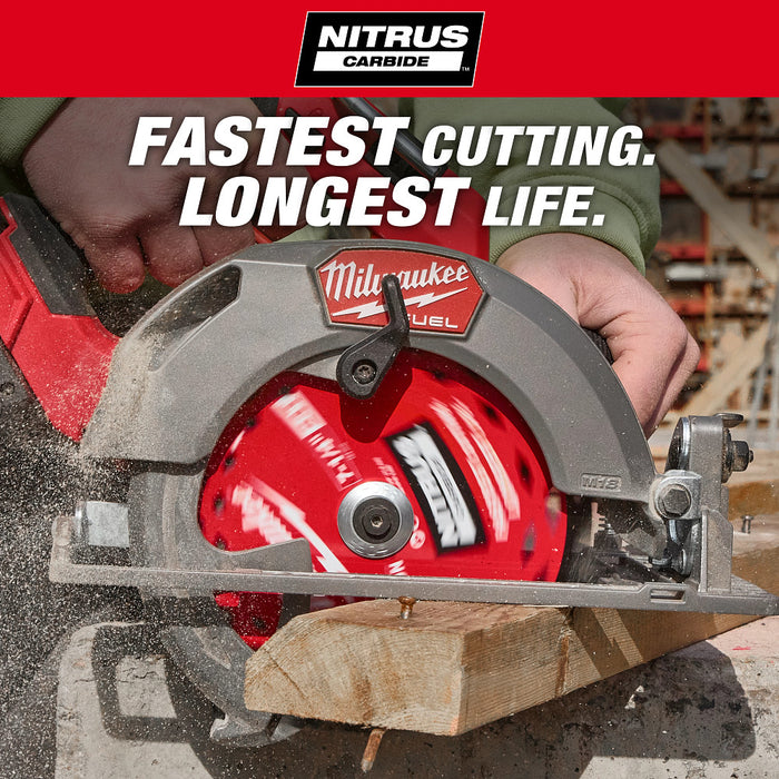 Milwaukee 48-40-0752 7-1/4” 24T NITRUS Carbide Framing Circular Saw Blade - 2 PK