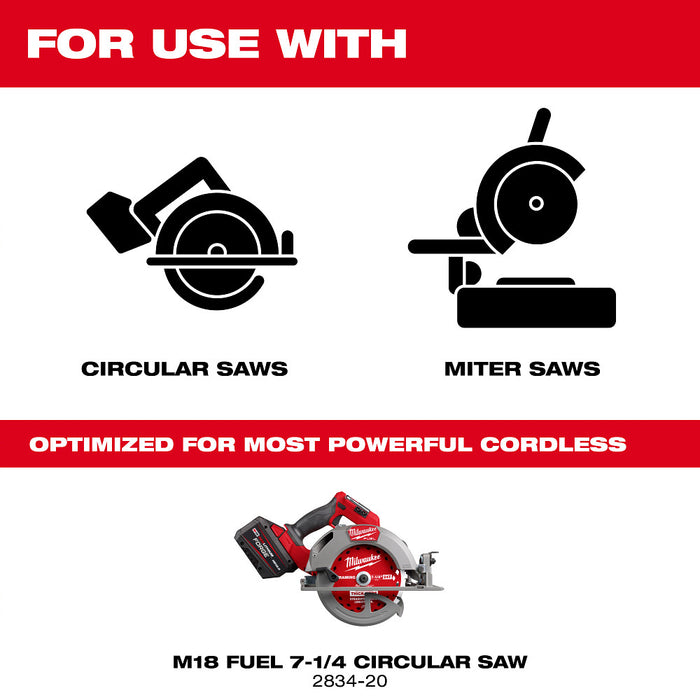 Milwaukee 48-40-2740x2 7-1/4" 24T Thick Kerf Framing Circular Saw Blade - 50 PK