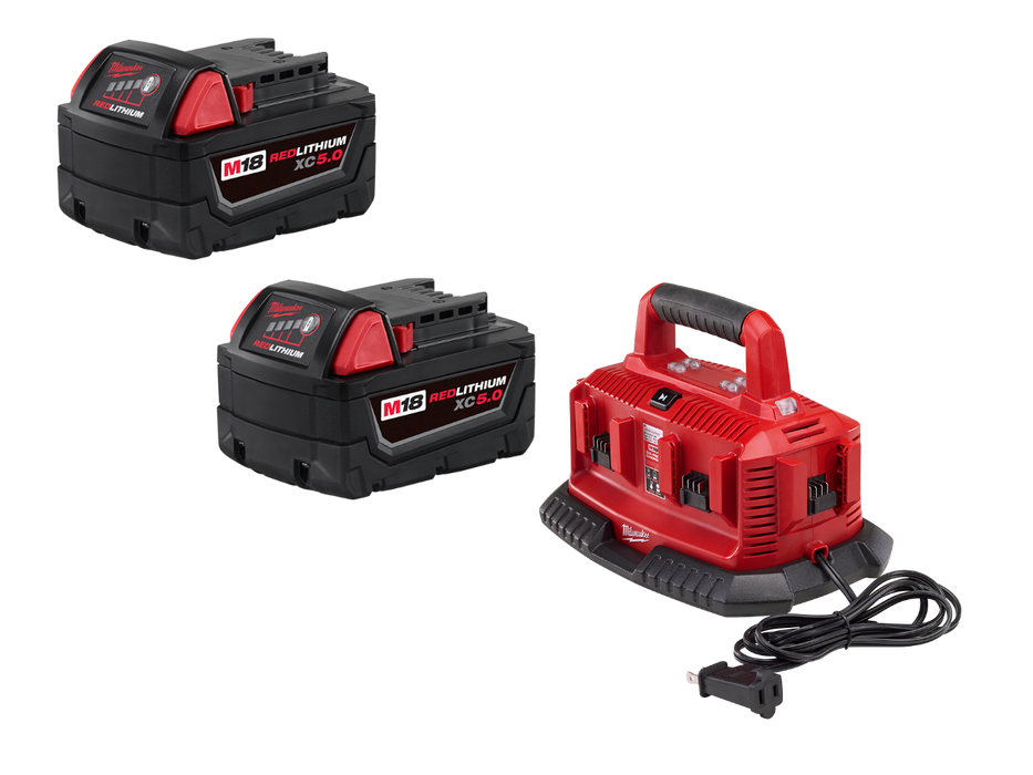 Milwaukee 48-59-1806BT5 M18 Six Pack Charger w/ XC5.0 Extended Battery - 2 PK