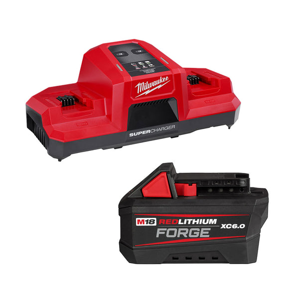 Milwaukee M18 18V Dual Bay Super Charger Starter Kit (48-59-1861) - 2x 6Ah Batteries & Charger