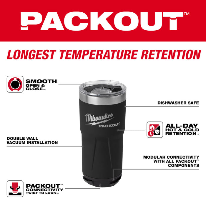 Milwaukee MWE-48-82-8392B PACKOUT 20oz Tumbler - Black