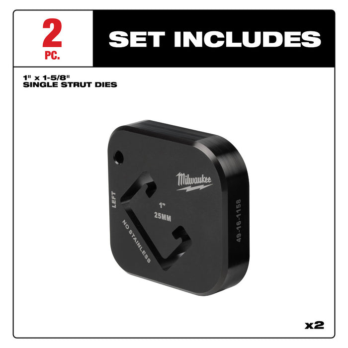 Milwaukee 49-16-1158 1" x 1-5/8" Heavy Duty Single Strut Shearing Dies
