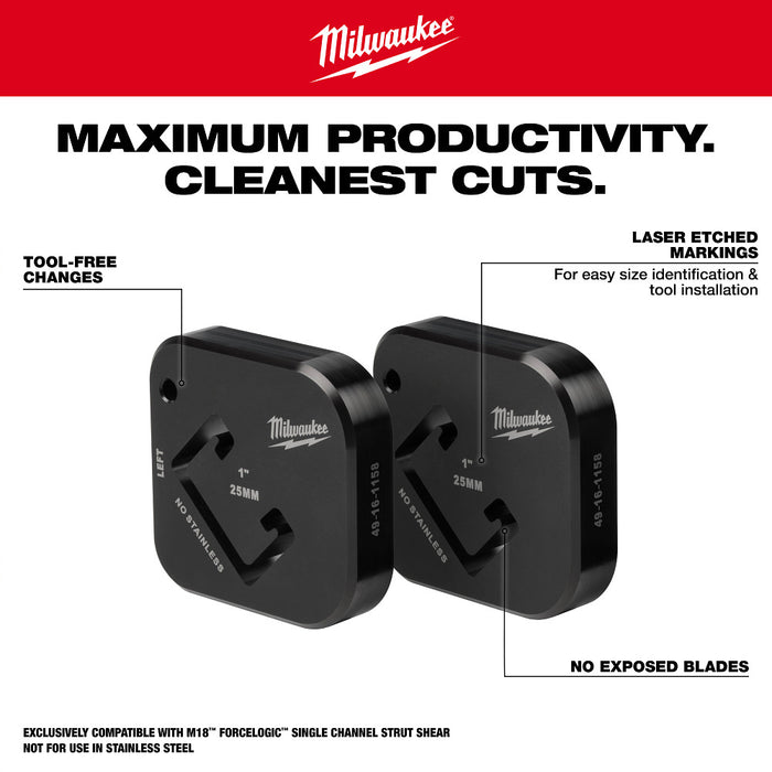 Milwaukee 49-16-1158 1" x 1-5/8" Heavy Duty Single Strut Shearing Dies