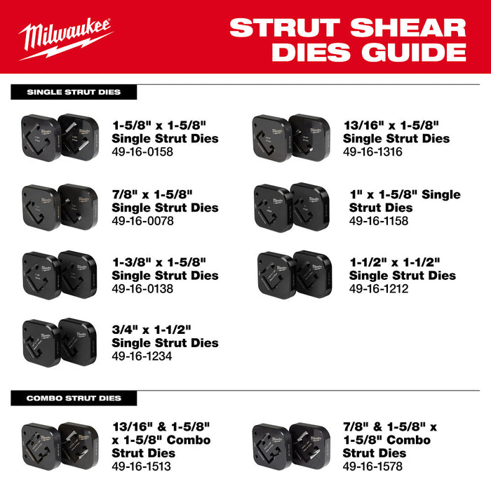 Milwaukee 49-16-1158 1" x 1-5/8" Heavy Duty Single Strut Shearing Dies