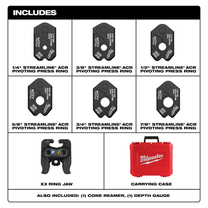 Milwaukee MWE-49-16-2461MX - 1/4" - 7/8" ACR Pivoting Press Ring Kit for M12