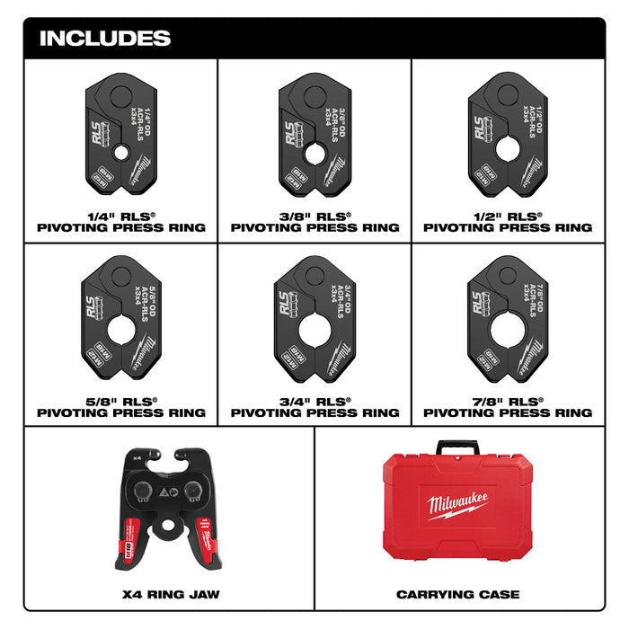 Milwaukee 49-16-2661RX 1/4"–7/8" RLS Pivoting Press Ring Kit for M18 Press Tool