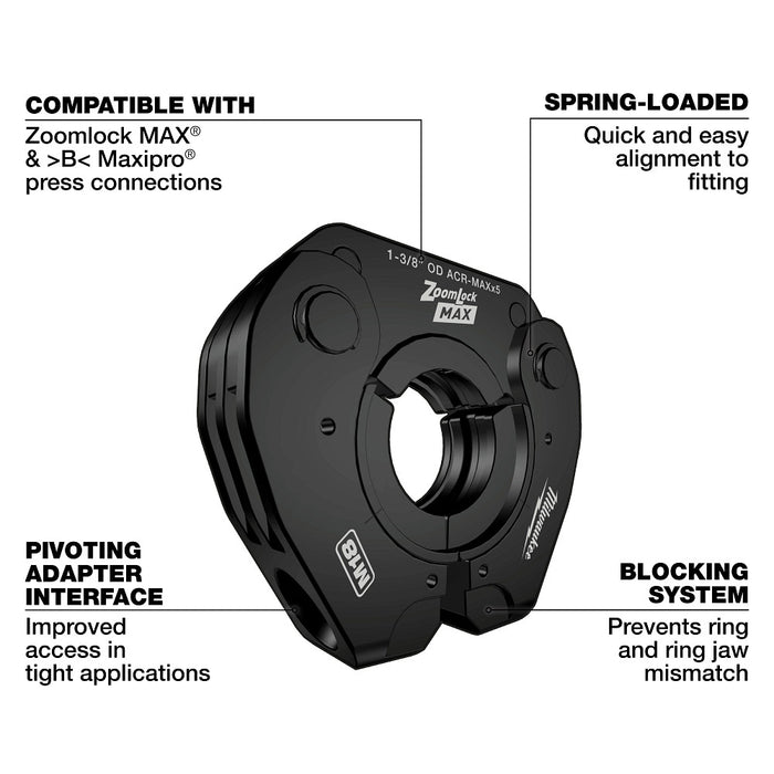Milwaukee 49-16-2661ZX 1/4"-7/8" ZoomLock MAX Pivoting Press Ring Kit for M18