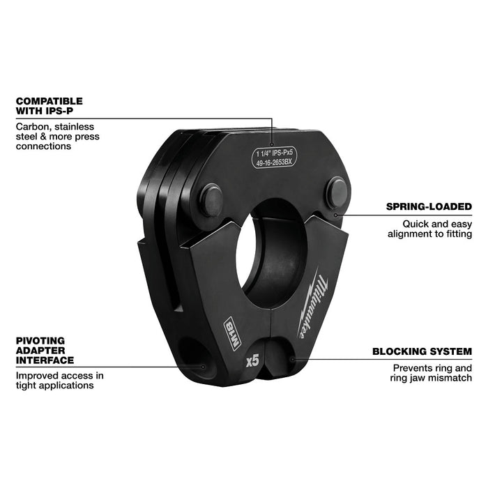 Milwaukee 49-16-2683 1/2"- 2" IPS-P Jaw Pivoting Ring Kit for M18 Press Tools