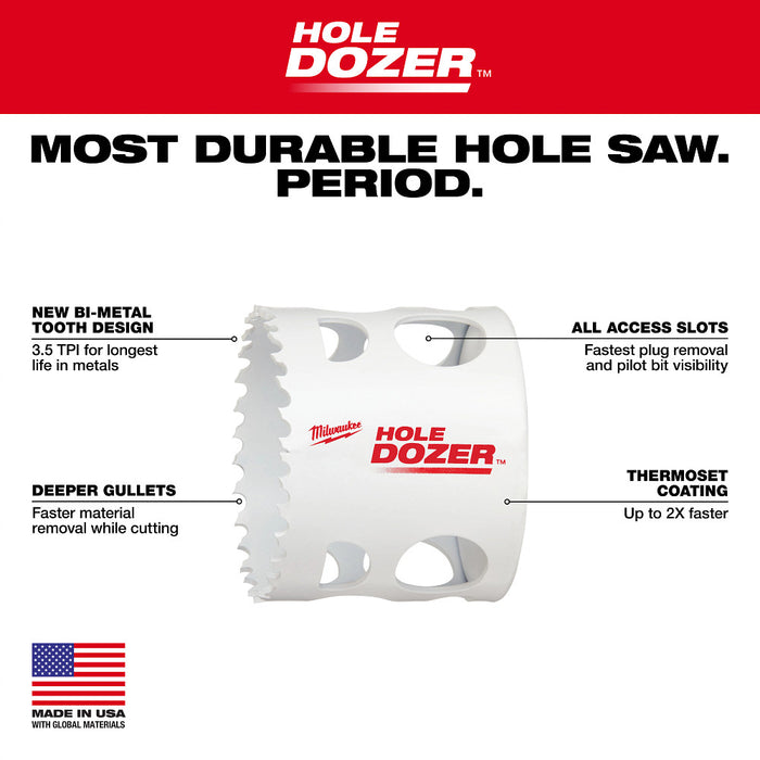 Milwaukee 49-22-4702 QUIK LOK HOLE DOZER Bi-Metal Kit w/ Organizer - 12 PC