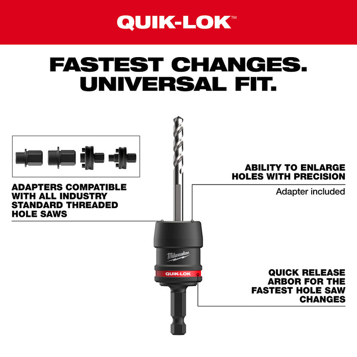 Milwaukee 49-56-7545 3/8" QUIK-LOK Arbor Set Durable Threaded Attachment - 5PC