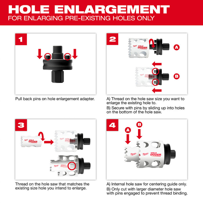 Milwaukee 49-56-7576 Hole Enlargement Thread Adapter for QUIK-LOK Arbor Use