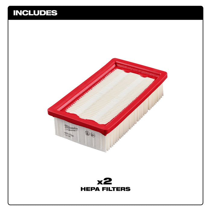 Milwaukee 49-90-1968 HEPA Filter for 0888 Dust Extractor - 2 Pack