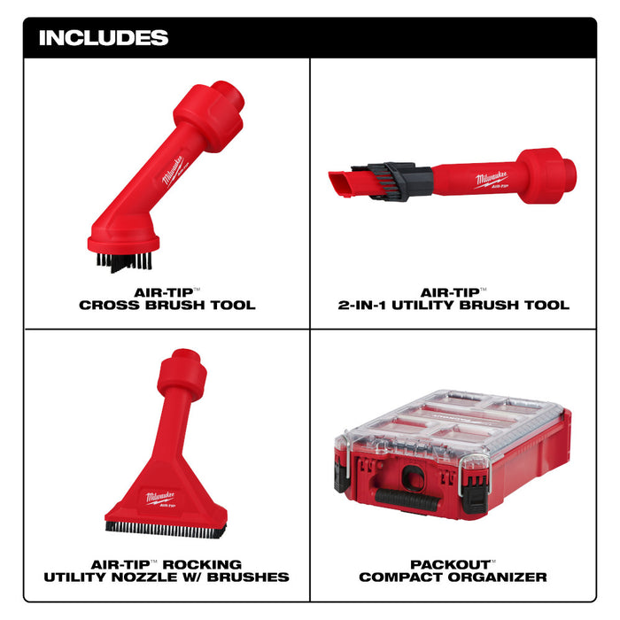 Milwaukee 49-90-2043P AIR-TIP Remodeling Vacuum Tool Kit w/ PACKOUT Case - 3PC