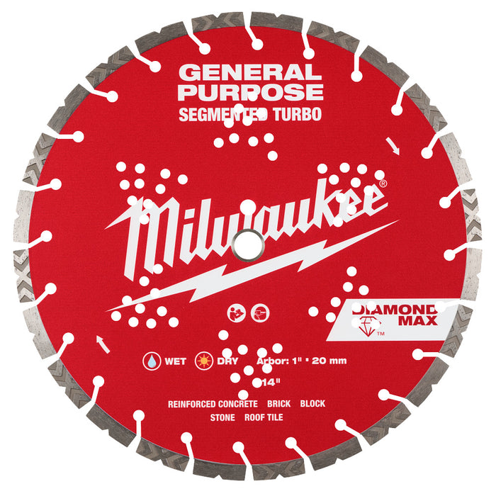 Milwaukee 49-93-9014 14" DIAMOND MAX Segmented Turbo General Purpose Blade