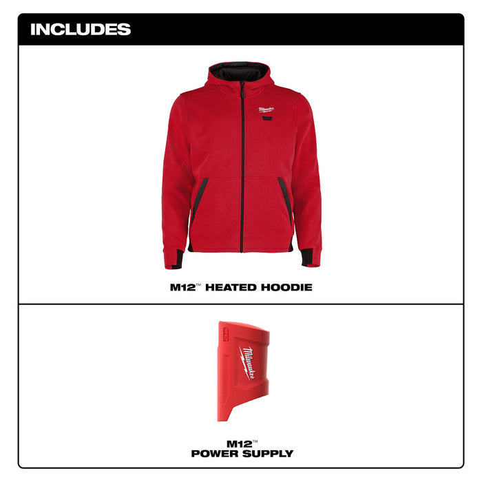 Milwaukee M200R-20L M12 12V Heated Hoodie - Red Large Comfortable Fit