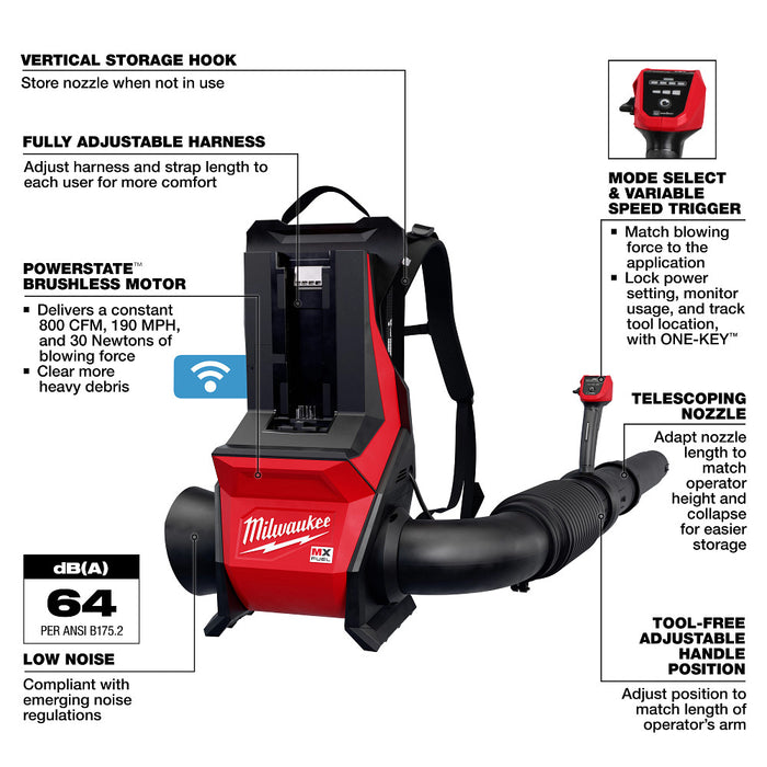 Milwaukee MXF600-0 MX FUEL Backpack Blower - Bare Tool