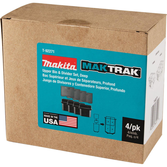 Makita T-92271 MAKTRAK Deep Upper Bin & Divider Set, 4-Pack