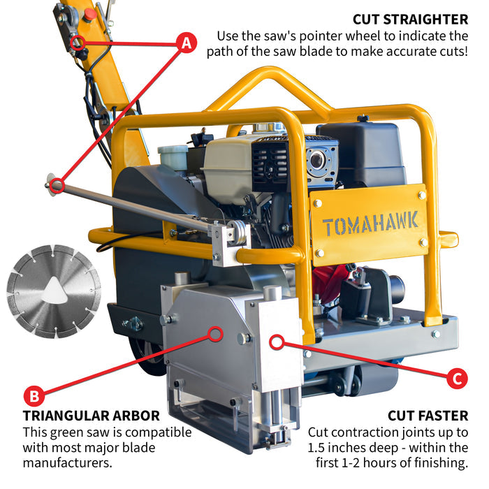 Tomahawk Power TFS10H 10" Early Entry Concrete Saw w/ 13 HP Honda GX390 Engine