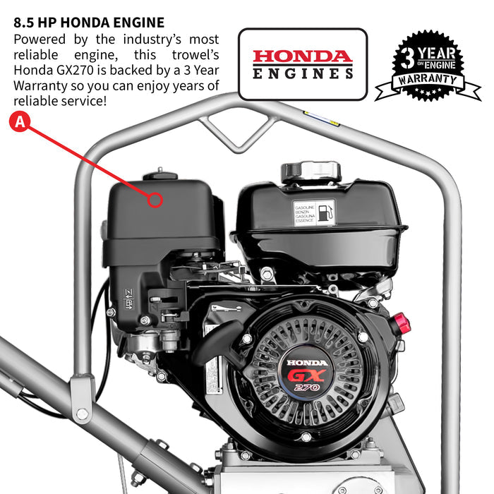 Tomahawk Power TPT36FXH270 36" Fast Pitch Power Trowel w/ 9 HP Honda, Blades
