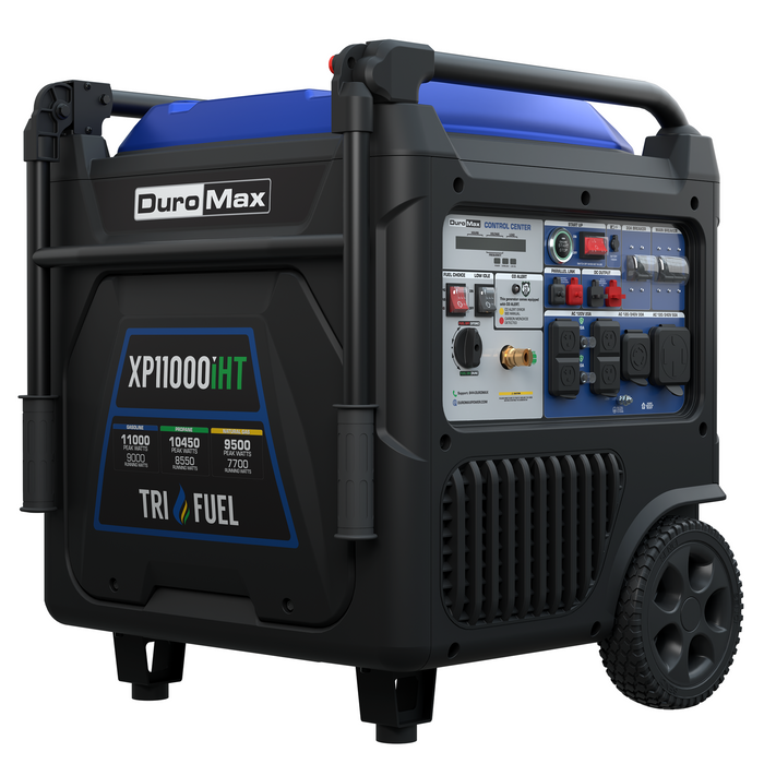 DuroMax XP11000iHT 11,000 Watt Portable Tri Fuel Inverter Generator - Quiet, Low THD