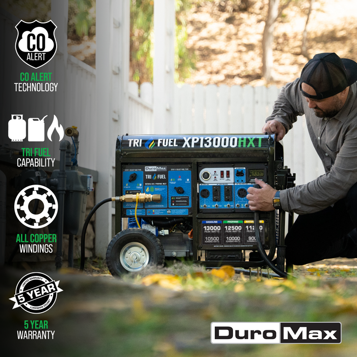 DuroMax XP13000HXT 13,000 Watt Electric Start Tri-Fuel Portable Generator w/ CO Alert