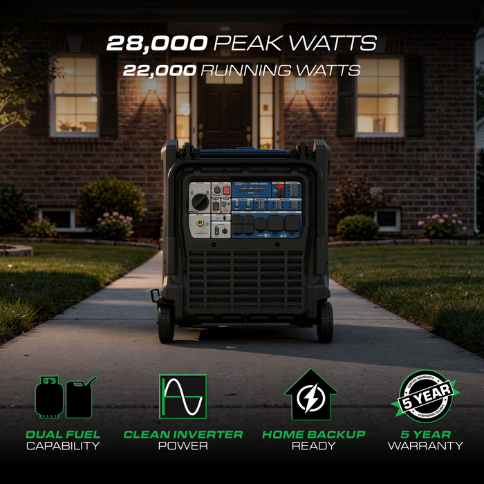 DuroMax XP28000iH 28,000 Watt Dual Fuel Portable Inverter Generator w/ CO Alert