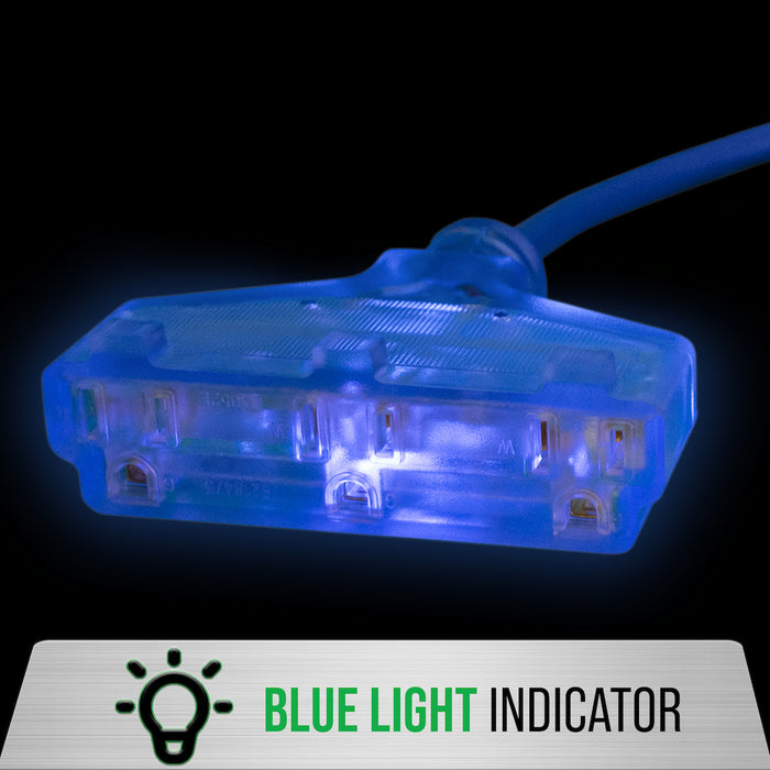 DuroMax XPX12050C Heavy Duty SJEOOW 50-Foot 12 Gauge Blue Triple Tap Extension Power Cord