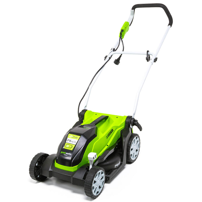 GreenWorks MO09B01 14-Inch 9-Amp Heavy Duty Electric Brushless Lawn Mower