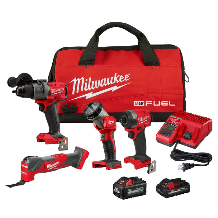 Milwaukee 3698-24MT M18 FUEL 18V Cordless 4 Tool Combo Kit w/ 18V Battery Packs