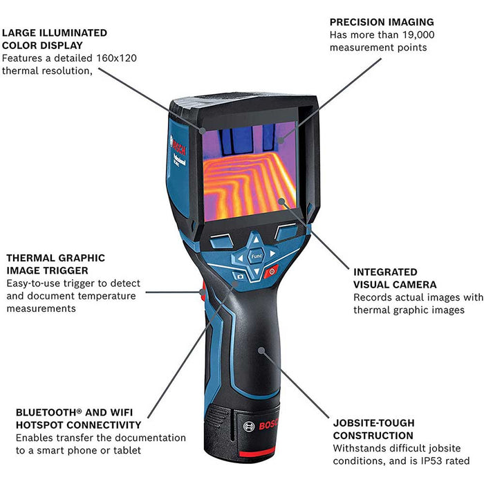 Bosch GTC400C 12V Max Li-Ion Durable Lightweight Connected Thermal Camera