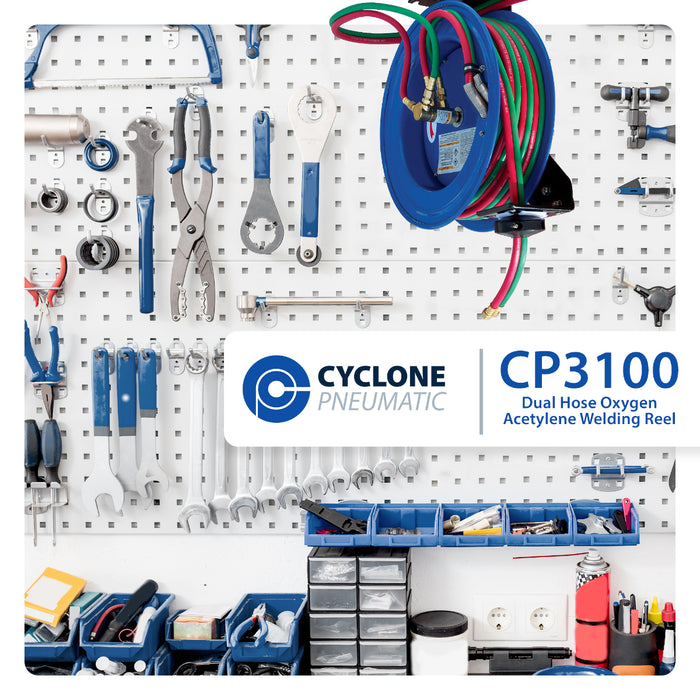 Cyclone Pneumatic CP3100 1/4" x 100' Dual-Hose Twin Welding Welder Reel