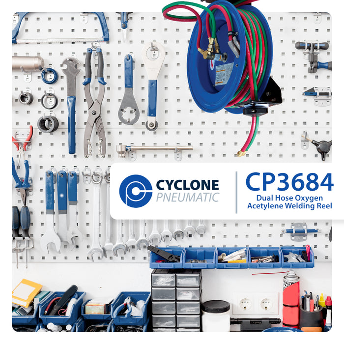 Cyclone Pneumatic CP3684 1/4" x 50' Dual-Hose Twin Welding Welders Reel Tool