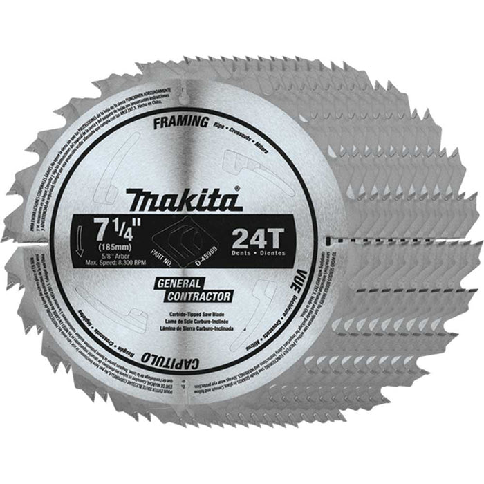 Makita D-45989-10 7-1/4" 24T Carbide Tipped Framing Circular Saw Blade - 10 PK