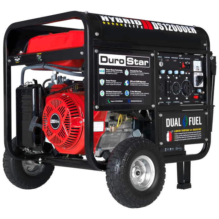 DuroStar DS12000EH 12,000-Watt 457cc Portable Dual Fuel Gas Propane Generator
