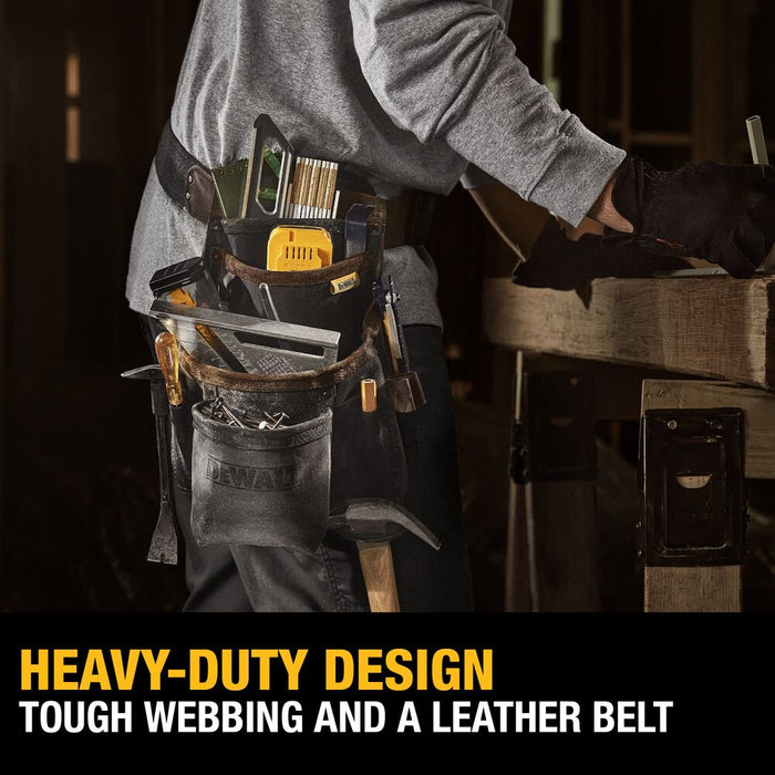 DeWALT DWST550115 Durable Leather Construction Tool Pouch w/ Belt