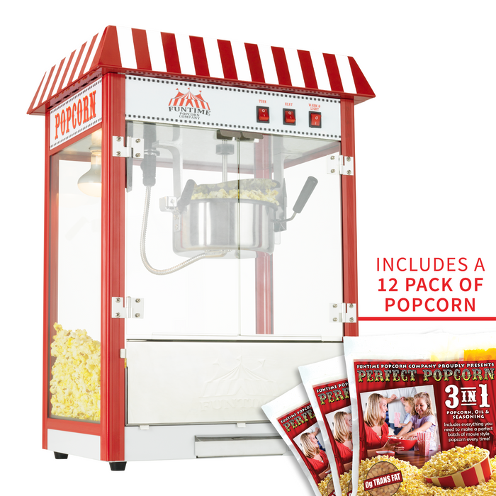 FunTime FT8000CP 8 OZ Commercial Style Carnival Bar Style Popcorn Popper Machine
