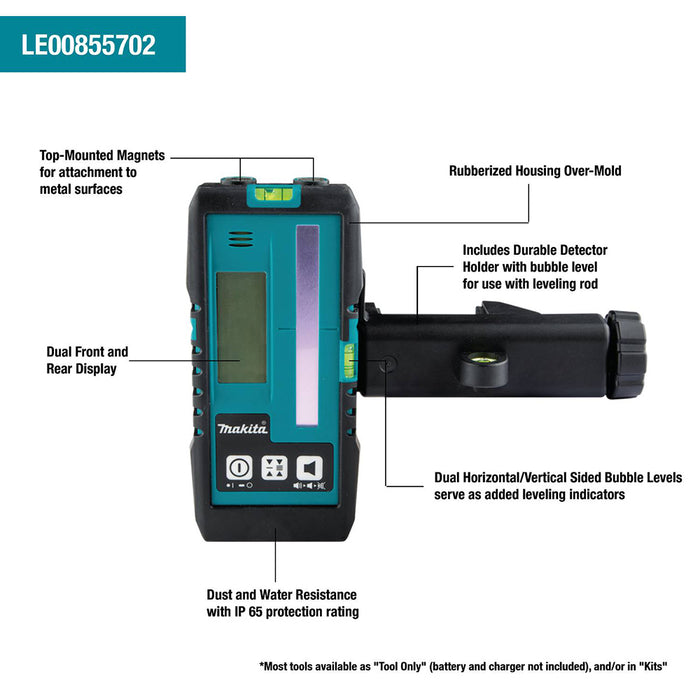 Makita LE00855702 262 Foot Rubberized Housing Green/Red Line Laser Detector