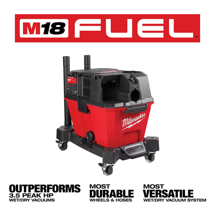 Milwaukee 0910-20LN M18 FUEL 6 Gallon Wet/Dry Vacuum w/ AIR-TIP Brush/Nozzle Kit