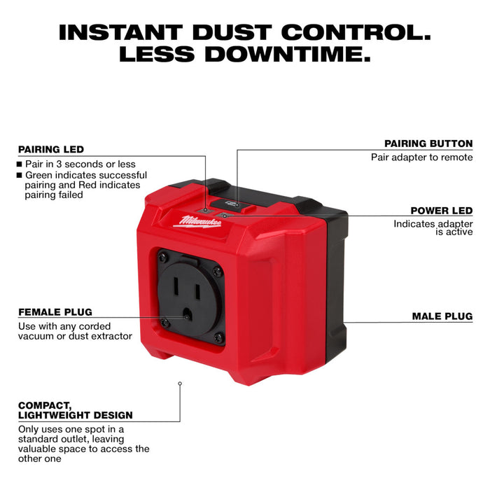 Milwaukee 0950-20 Universal Wireless Dust Control Adpater & Remote Kit
