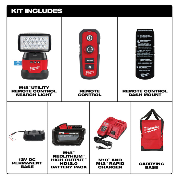 Milwaukee 2123-21HD M18 Utility Remote Control Search Light Kit w/ Portable Base