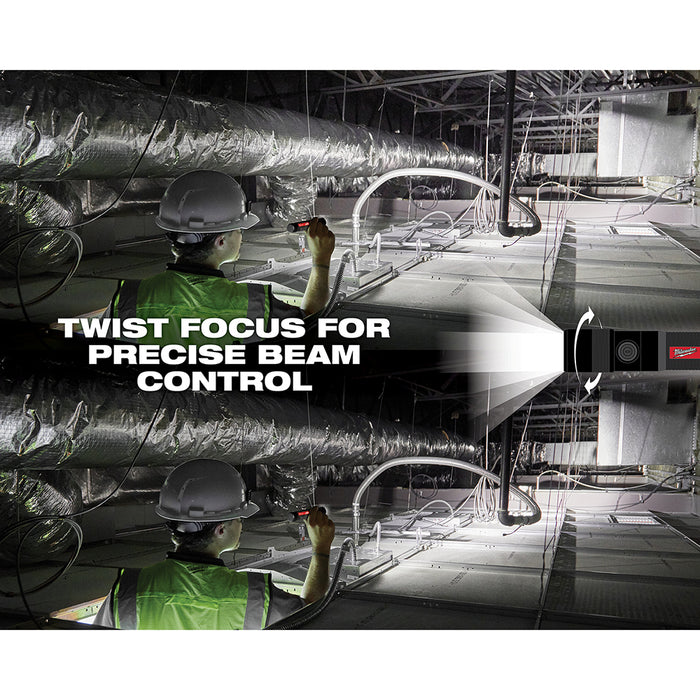 2161-21 milwaukee flashlight Milwaukee 2161-21 1100 Lumen USB Rechargeable LED Twist Focus Flashlight