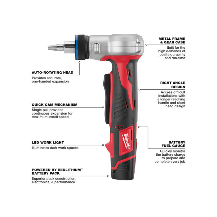 Milwaukee 2432-22 M12™ ProPEX® Expansion Tool Kit Milwaukee 2432-22 M12™ ProPEX® Expansion Tool Kit