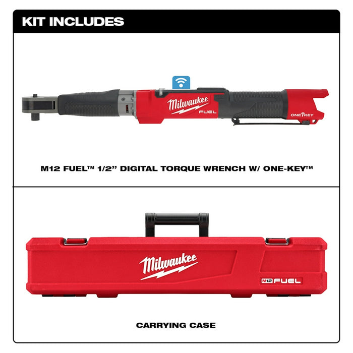 Milwaukee 2466-20 M12 FUEL 12V 1/2" Digital Torque Wrench w/ONE-KEY -Bare Tool
