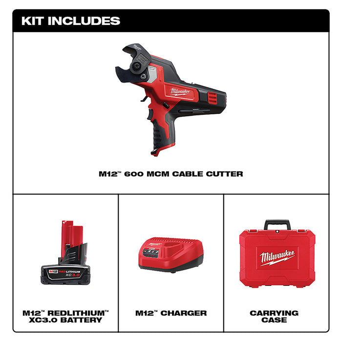 Milwaukee 2472-21XC M12 12V 600 Mcm Cable Cutter Kit