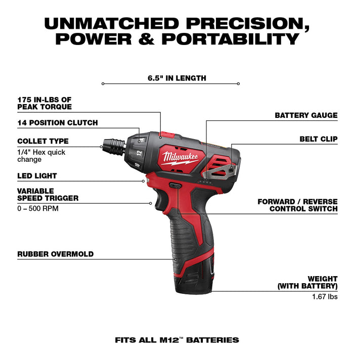 m12 milwaukee flashlight Milwaukee M12 Screwdriver - Cordless