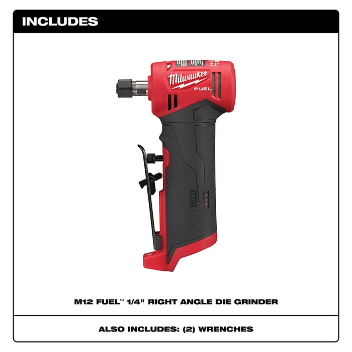 Milwaukee 2485-20 M12 FUEL 12V 1/4" Cordless Right Angle Die Grinder - Bare Tool