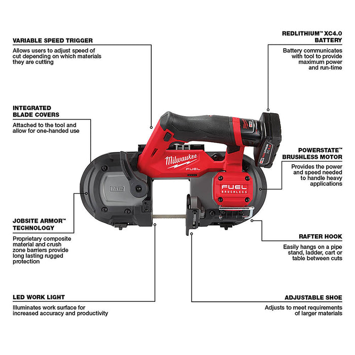 Milwaukee 2529-21XCB M12 FUEL 12V Compact Band Saw Kit w/Blades, and 2 Batteries