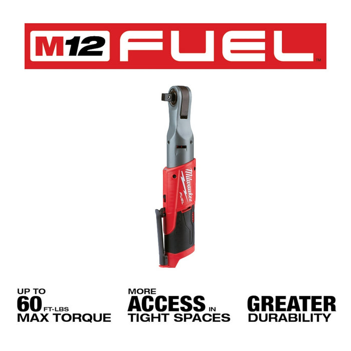 Milwaukee 2558-20 M12 FUEL 12V 1/2-Inch 60-Ft-Lbs. Cordless Ratchet - Bare Tool
