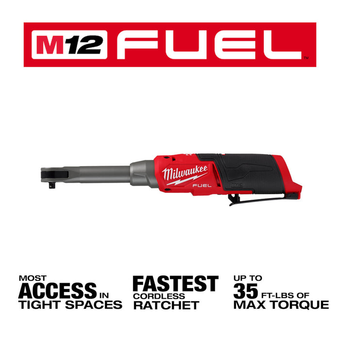 Milwaukee 2568-20 12V FUEL M12 1/4" Extended Reach High Speed Ratchet -Bare Tool